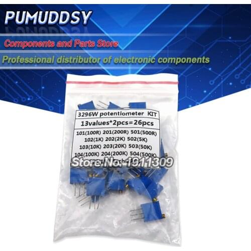 3296W potentiometer 13values*2PCS 100R 200R 500R hjxrhgal 1K 2K 5K 10K 20K 50K 100K 200K 500K 1M Variable resistors set