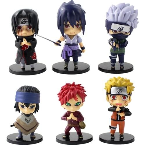6pcs/lot Naruto Shippuden Figures Naruto Sasuke Itachi Kakashi Gaara Model Toys Children Gifts