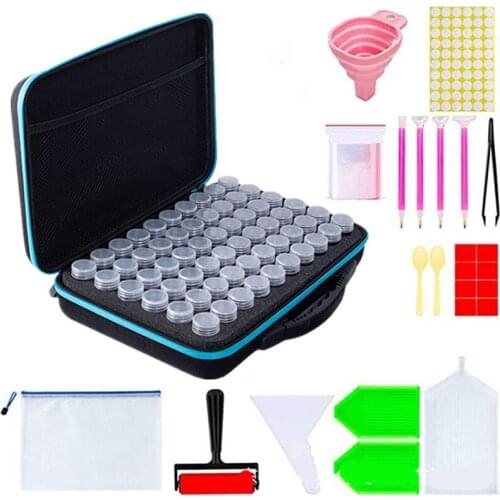 94Pcs Tools Diamond Painting Storage Box 60 Bottles Diamond Painting Accessories Tools Bead Jewelry Storage Box Container Bag