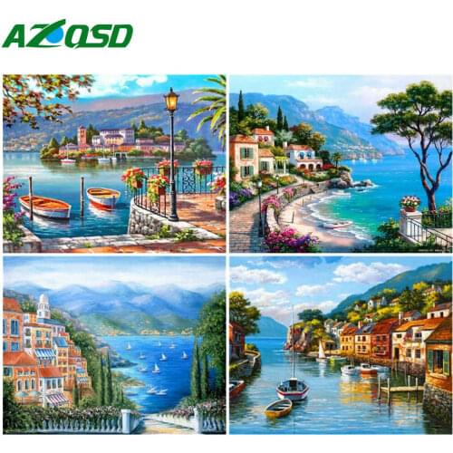AZQSD Paint By Numbers Seaside Canvas Painting Kits Pictures Oil Painting By Numbers Scenery HandPainted Home Decor Gift