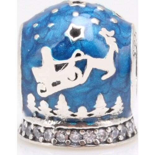 Bewill S925 Sterling Silver Winter Snowflake Planet Santa Sleigh Elk Beads Fit Original Bracelet Women Jewelry Making Gift