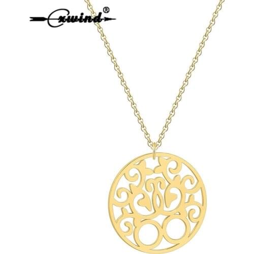 Cxwind Stainless Steel Charm Karma Round Pendant Necklace Bijoux Collier Women Choker Necklaces Jewelry Gift