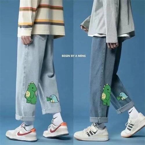 Baggy Jeans Kawaii Girl Mid Waist Straight Jeans Summer Blue Cotton Denim Trousers Vintage Cool Harajuku Loose Jeans Female