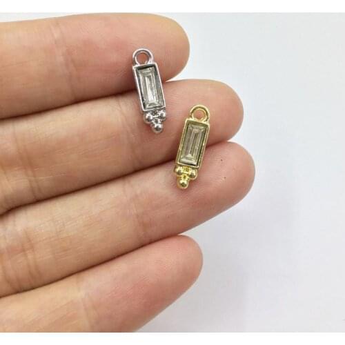 Eruifa 10pcs 10*4mm Rectangle Rhinestone Coin Zinc Alloy necklace,earring bracelet jewelry DIY handmade 2 colors