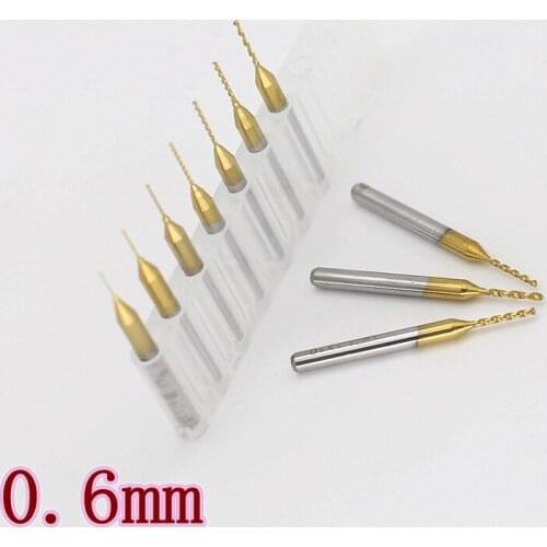 HANGXIN 0.6mm PCB Drill Bit 10PCS Metalworking Tungsten Carbide Center Drill CNC Router Metal Drilling Woodworking Tools