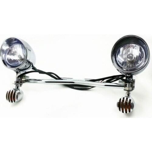 Chrome Bullet Grill Turn Signal Spot light Bar Cruiser Chopper Touring Motorbike