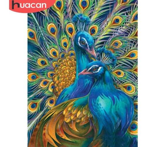 HUACAN Full Square 5D DIY Diamond Painting Peacock Picture Of Rhinestone Diamond Embroidery Animal Craft Kit Decor For Home