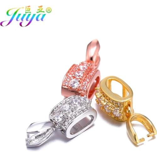Juya DIY Jewelry Findings DIY Clamp Clasp Pinch Clip Bails Hooks Accessories For Women Crystals Pearls Agate Jade Jewelry Making