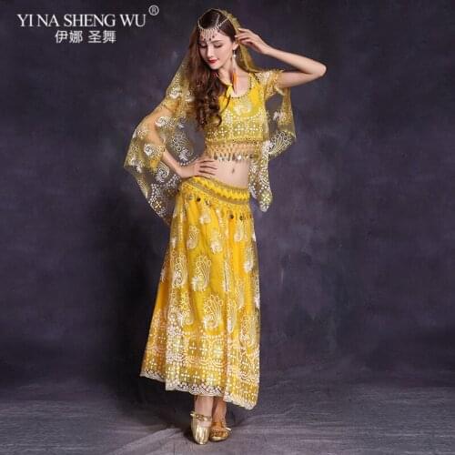 5 Pcs Set Belly Dance Costume Clothing Bellydance performance Gypsy Indian Dress Dancewear Belly Dance Bollywood Dance Costumes