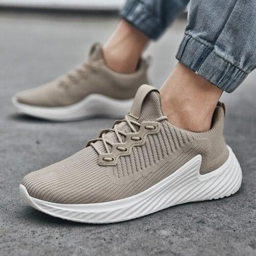 Sneakers Men Shoes Light Mens Shoes Casual Big Size 39-46 Solid Black White Khaki Men Trainers