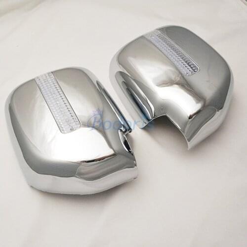 Rearview Caps Shells Trim Car Side Mirror Covers Overlays Caps With LED Lamp For Toyota Land Cruiser 90 Prado FJ90 J90 1996-2002