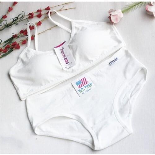 Hot Solid Training Bra Underwear Sets Cotton Teenage Puberty Students Bra Vest Brassiere Panties teenage underwear