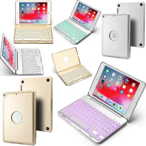 Russian/Hebrew/Spanish 7 Color LED Backlight Wireless Bluetooth Keyboard Metal Case Cover For Apple iPad Mini 5 4 Mini5 Mini4