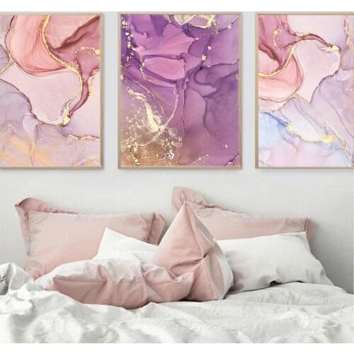 Marble Poster Pink Purple Abstract Wallpaper Nordic Style Picture Prints Canvas Painting for Home Living Room Decoration