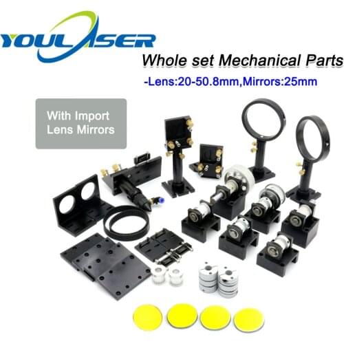 CO2 Laser Mechanical Spare Parts Sets Focus Lens 20-50.8mm & Mirror 25MM for DIY CO2 Laser CO2 Laser Engraving Cutting Machine