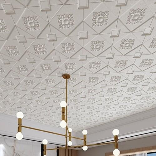 3D DIY Home Ceiling Wall Sticker Living Room Waterproof Foam Adhesive Sticker Wallpaper Art Decal