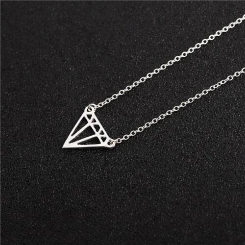 10PCS Flat Triangle Subulate Necklace Simple Geometric Polygon Rhombus Cone Layering Triangles Charm Chain Necklaces for Women