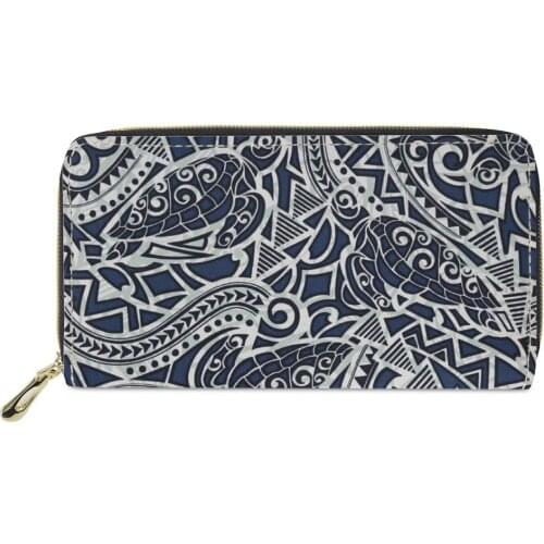 Dropshipping Polynesian tribal style Print PU Leather Wallet For Ladies Custom Card Holder Wallet For Women Fashionable