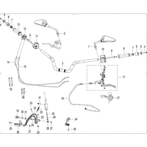 Rear mirrors handle bar grip balancer handle bar switch throttle cable gear shift pedal ABS switch Of Benelli TRK502