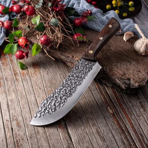 Hand forged butcher knife outdoor chopping knife kitchen knife skinning knife meat cleaver kitchen cooking knife