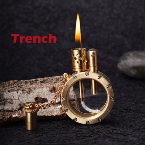 Handmade Trech Pure Copper Kerosene Lighter.Creative Watch Design Collection Machine.Transparent Oil Tank Cigarette Smoking Gift