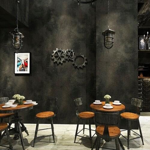 Black Vintage Vinyl Concrete Wall Effect Wallpaper Retro Plain Texture PVC Wall Paper Bedroom Living Room Background Decor