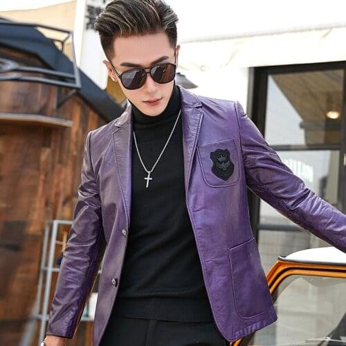 High-end Genuine Leather Jacket Men Sheepskin Leather Coat Trend Slim Handsome Real Leather Blazer Jackets