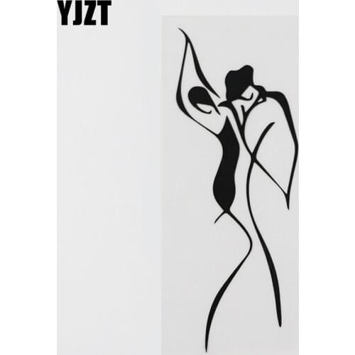 YJZT 6.8CMX18.1CM Woman Man Love Dance Beauty Vinyl Car Sticker Black/Silver 8A-0901