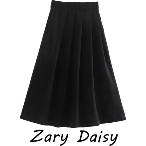 ZARY DAISY2021 spring and autumn high waist skirt retro slim mid-long skirt