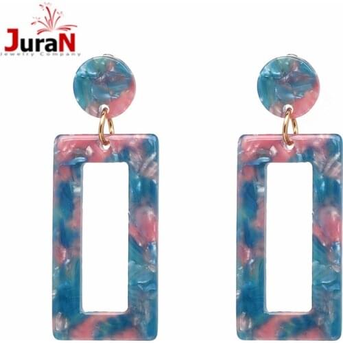 JURAN 2018 Trending Jewelry Big Square Drops Dangle Earrings boucle d'oreille Dangle Earrings for Women Fashion Accessories