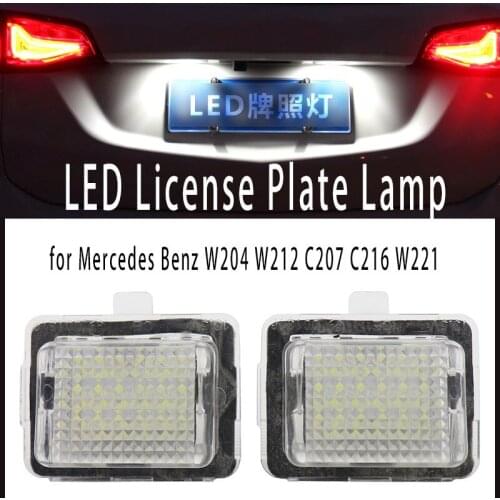 2pcs White Canbus LED License Number Plate Light No Error Tail Light Lamp High Power for Mercedes Benz W204 W212 C207 C216 W221