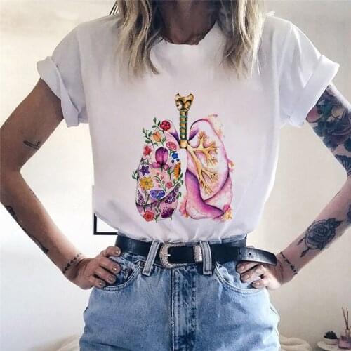 Aesthetic flower Printed Womens Tshirt Harajuku Graphic Short Sleeve White T shirt Casual Summer Ladies tee shirt