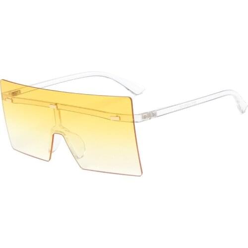 Rimless Square Frame Women Men Sunglasses Blue Green Yellow Lens UV400 Eye Protection Girl Sexy Ladies One-Piece Outdoor Eyewear