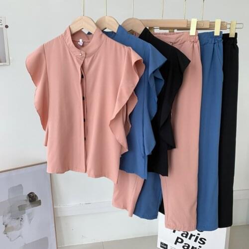 Women casual professional suit 2021 summer new fashion drape straight thin nine-point pants professional two-piece sets s661