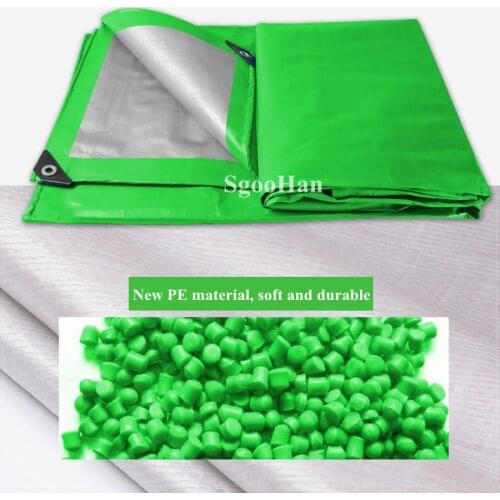 0.32mm PE Tarpaulin Rainproof Cloth Garden Shading Sail Boat Truck Canopy Tarp Pet Dog House Cover Waterproof Cloth Green-Silver