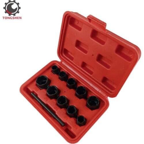 11pcs Damaged Bolt Nut Screw Remover Set Nut Removal Socket Tool 9-19mm Bolt Extractor Removal Set Threading Hand Tools