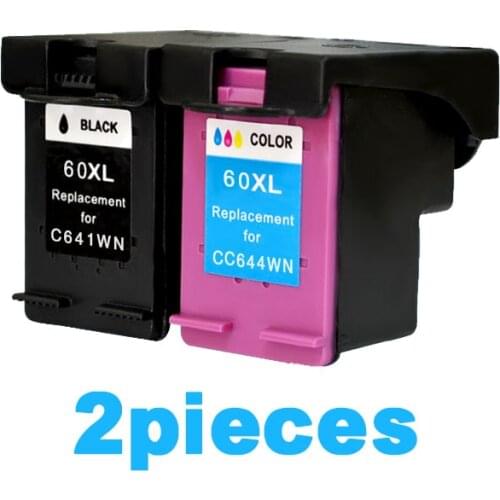 2pcs For HP60 XiongCai Compatible ink cartridges For HP 60 XL Deskjet F2480 D2545 F4480 ENVY120 C4650 C4680 printer cartridge