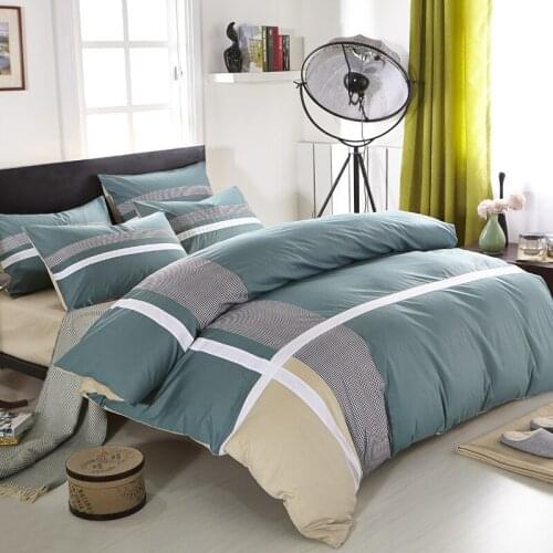 26Kinds Luxury Cotton Brief Concise Stripe Bedding Set King Queen Full Twin Duvet Cover +Fitted / Flat Sheet +pillowcase Edredon