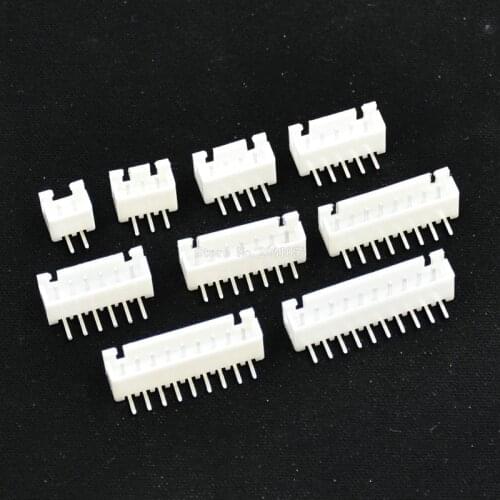 50PCS XH2.54 2p 3p 4p 5p 6p 7p 8p 9p 10pin Right Angle 2.54mm Pitch Terminal Housing Header Connector Wire Connectors Adaptor XH