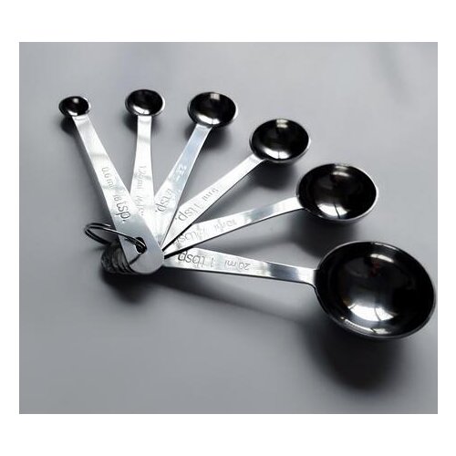 New Arrive 6pcs Stainless Steel Measuring Spoons Cups Measuring Set Tools For Baking Coffee 6 sizes Spoons Set