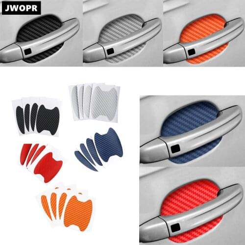 8.5*6.8cm 4Pcs Car Door Sticker Carbon Fiber Scratches Resistant Cover Auto Handle Protection Film Exterior Styling Accessories