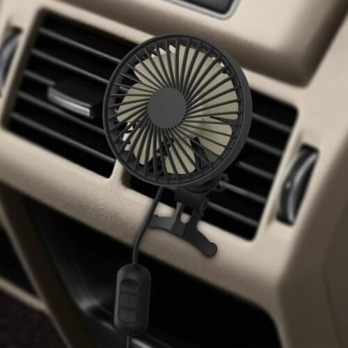 Car Fan with 360° Rotation and Adjustable 3 Speed SUV Air Vent Mounted 5V USB Oscillating Cooling Fan with Warm Light