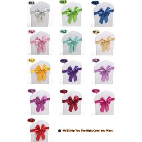 Free Tie Wedding Chair Sashes Red Royal Blue Pink Gold Purple Chair Bow Party Chairs Decorations Stretch Chair Band