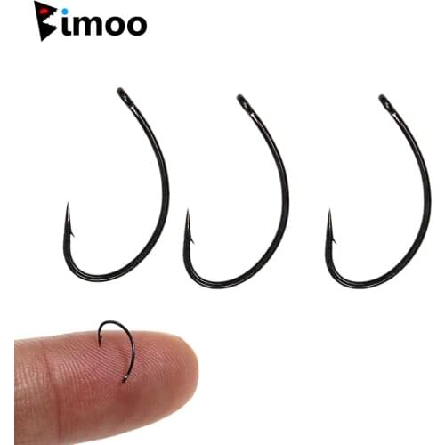 Bimoo 100PCS High Carbon Steel Curved Fly Tying Fishhook for Caddis Pupas Emergers Cripples & Klinkhammer-Style Dry Flies #6-#18