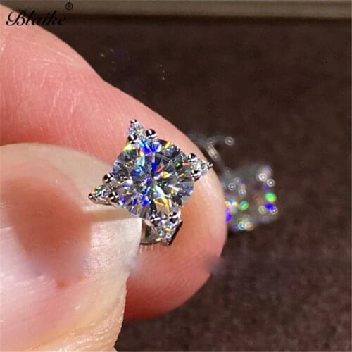 Blaike Dainty Silver Color Stud Earrings For Women Bling Round Zircon Wedding Engagement Earrings Jewelry Gifts
