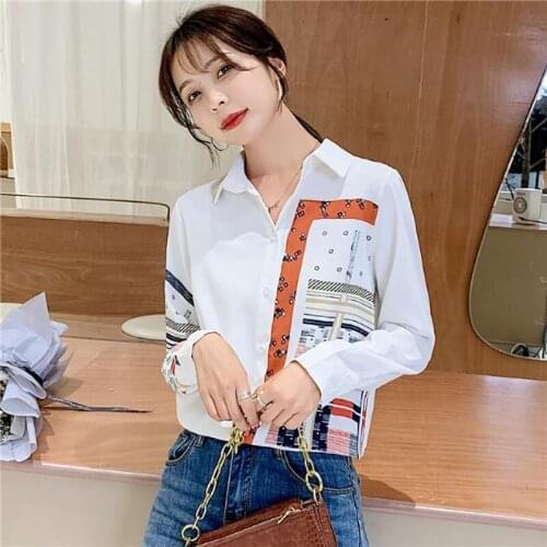 Spring Autumn Style Women Blouses Shirts Lady Casual Long Sleeve Turn-down Collar Printed Blusas Tops DD8962
