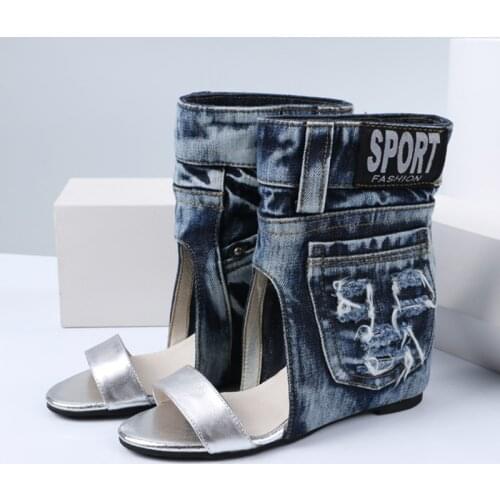 Summer cowboy shoes high heels and goatskin ladies sandals boots wedges with fish mouth fashion cool boots