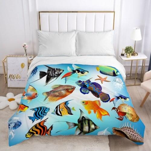 Cartoon Childrens Duvet cover Quilt/Blanket/Comfortable Case Bedding for kids baby boy girls for Home underwater world fish