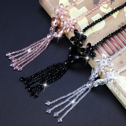 European and American tassel sweater chain temperament versatile long crystal necklace fashion simple pendant necklace wholesale