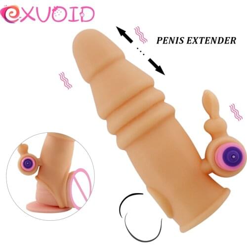 EXVOID Clitoris Stimulate Cock Vibrating Ring Sex Shop Penis Extender Enlarger Silicone Sex Toys For Couples Penis Vibrator Ring